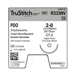 Surgical Specialties Monofilament Trustitch Pdo Veterinary Suture, 2-0 Violet 30", CT-2 Taper Point, 26.5 mm, 1/2" Circle - R333NV - 12 Each