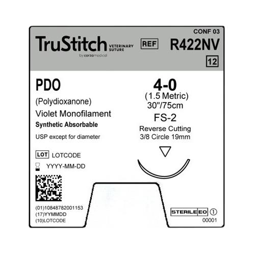 Surgical Specialties TruStitch Veterinary Mono PDO Sutures R422NV - 12.0 Each