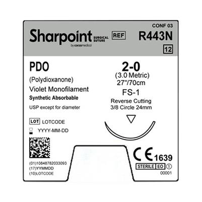 Surgical Specialties PDO Reverse Cutting Suture R443N - 12.0 Each - MDL-SUSR443N