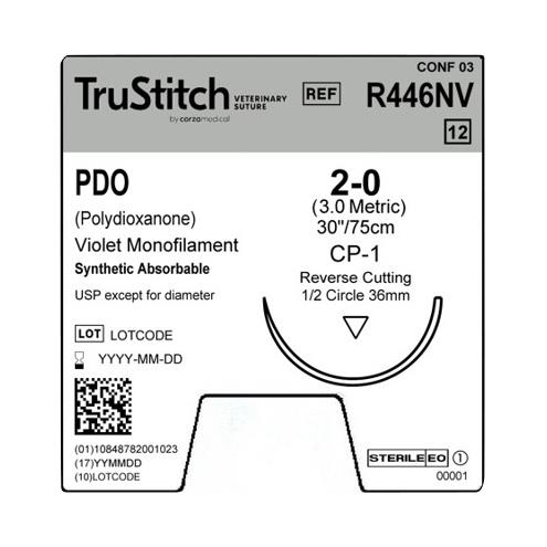 Surgical Specialties TruStitch Veterinary Mono PDO Sutures R446NV - 12.0 Each