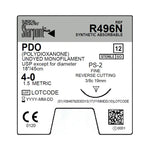 Surgical Specialties Sharpoint Violet Monofilament Fine Reverse-Cutting PDO Suture, PS-2, Size 4-0, 18", 19mm, PS-2, 3/8 Circle, Undyed - R496N - 12 Each