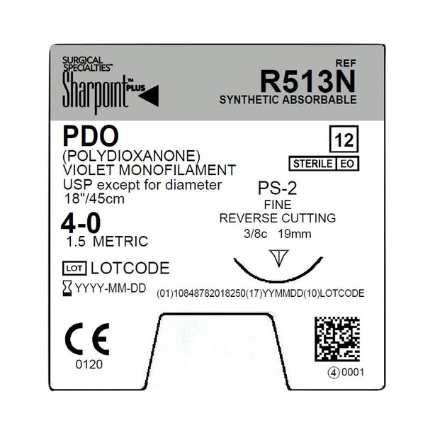 Surgical Specialties PDO Reverse Cutting Suture R513N - 12.0 Each - MDL-SUSR513N