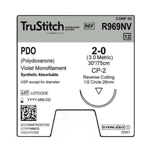 Surgical Specialties TruStitch Veterinary Mono PDO Sutures R969NV - 12.0 Each