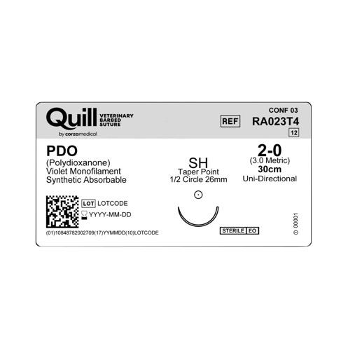 Surgical Specialties PDO VLP Absorb Needld Veterinary Suture RA022T4 - 12.0 Each