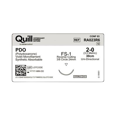 Surgical Specialties PDO VLP Absorb Needld Veterinary Suture RA023R6 - 12.0 Each
