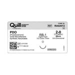 Surgical Specialties Absorb Needld Quill PDO VLP Absorbable Veterinary Suture, 2-0 Violet 30 cm, RB-1 Taper Point, 18 mm, 1/2" Circle - RA023T2 - 12 Each