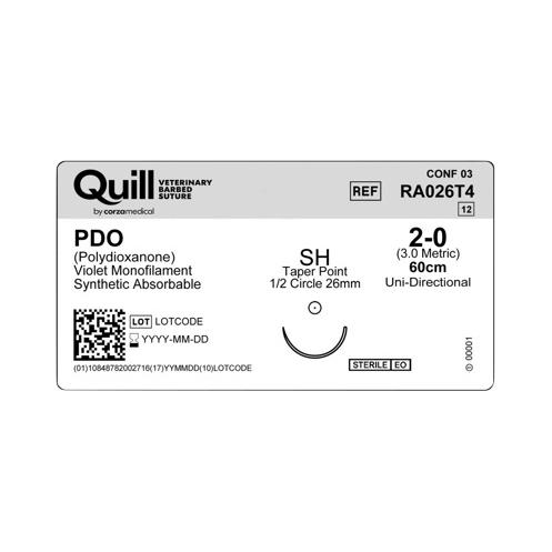 Surgical Specialties PDO VLP Absorb Needld Veterinary Suture RA026T4 - 12.0 Each