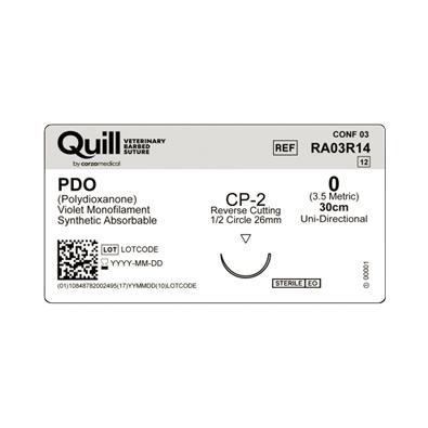 Surgical Specialties PDO VLP Absorb Needld Veterinary Suture RA03R14 - 12.0 Each