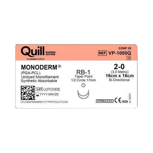 SURGICAL SPECIALTIES Monoderm Violet Monofilament Sutures VP-1000Q 12 Each - MDL-SUSVP1000Q