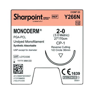 Surgical Specialties Monoderm Undyed Reverse Cutting Absorbable Needle Suture Y266N - 12.0 Each - MDL-SUSY266N