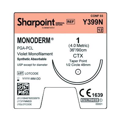 Surgical Specialties Monocryl Violet Absorbable Needled Suture Y399N 12.0 Each-MDL-SUSY399N