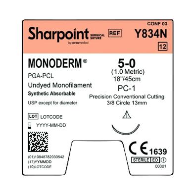 Surgical Specialties Monoderm Undyed Reverse Cutting Absorbable Needle Suture Y834N - 12.0 Each - MDL-SUSY834N
