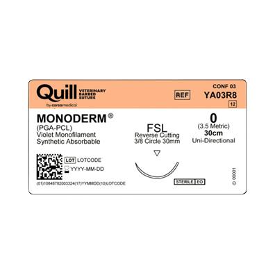 Surgical Specialties VLP Monoderm Absorb Needld Veterinary Suture YA03R8 - 12.0 Each