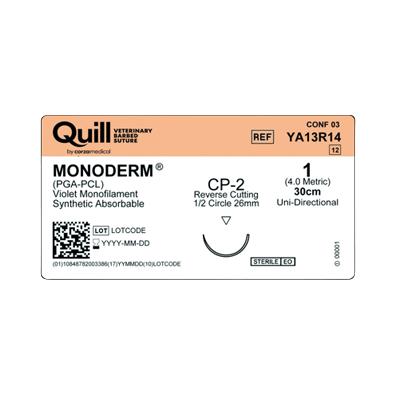 Surgical Specialties VLP Monoderm Absorb Needld Veterinary Suture YA13R14 - 12.0 Each