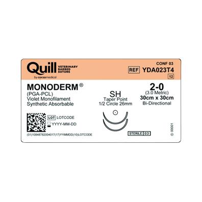 Surgical Specialties Monderm Bi Absorbable Needled Veterinary Sutures YDA023T4 - 12.0 Each