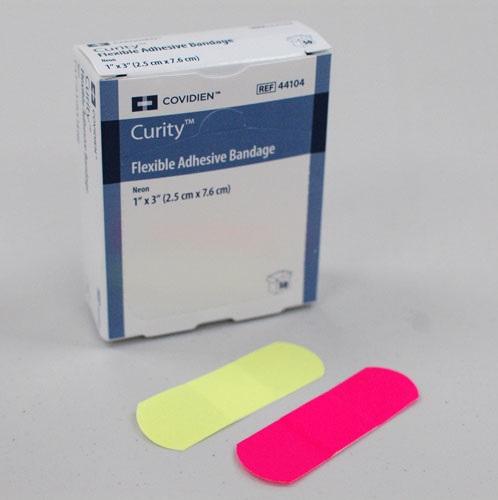 Cardinal Curity Flexible Adhesive Bandage, Neon, 1" x 3" - 44104 - 50 Each