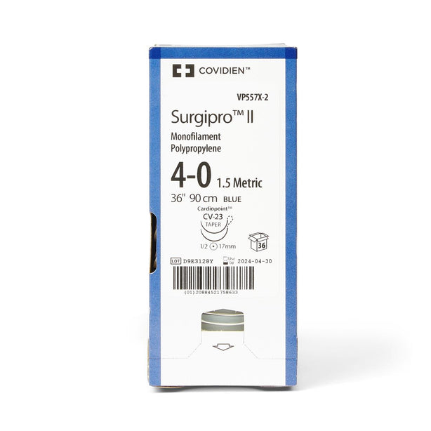 Medtronic Surgipro-II Surgilon Surgipro II Monofilament Polypropylene Suture, 4-0, 36", Blue, CV-23 DA - VP557X-2 - 36 Each