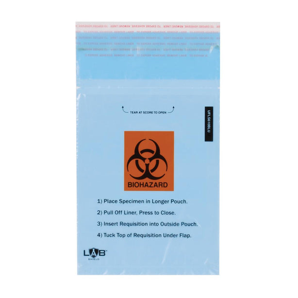 Uniflex Labshield Pull-N-Self-Seal Adhesive Specimen Bags UFLS610BLU 1000.0 Each-MDL-SWUFLS610BLU