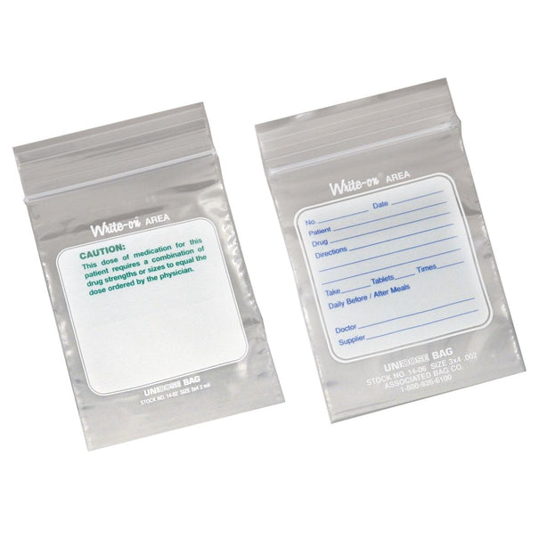 Unit Dose Write-On Pharmacy Bags - UFRX34GC - 1000 Each - MDL-SWUUFRX34GC