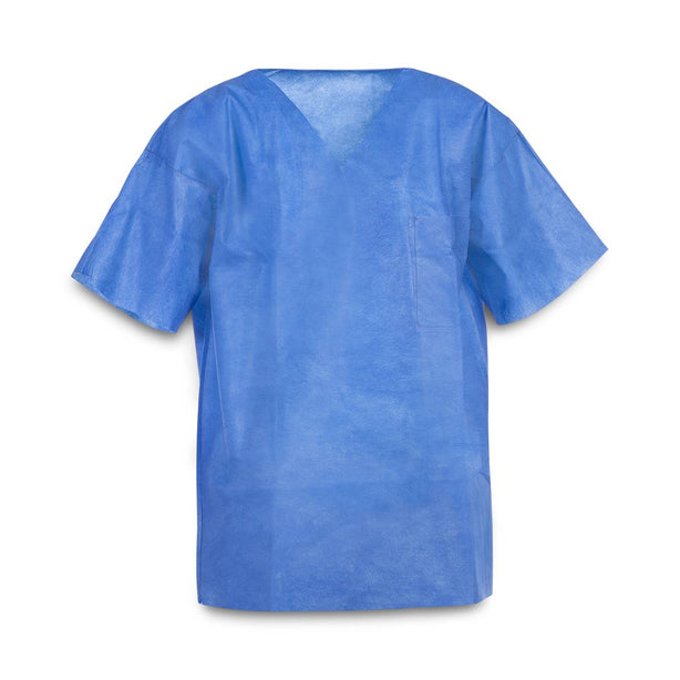 Tronex Disposable Protective Medium Resistant V-Neck Scrub Shirt with Pocket, Blue, Size XL - SMS44035B - 10 Each