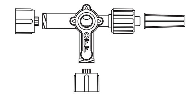 Smiths Medical 3-Way Stopcock with Swivel Male Luer Lock MX5311L - 1.0 Each - MDL-TAH58MX5311LH