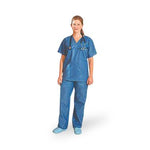 Essentials Disposable Elastic Waist Scrub Pants, Dark Blue, Size M - SC710M - 50 Each