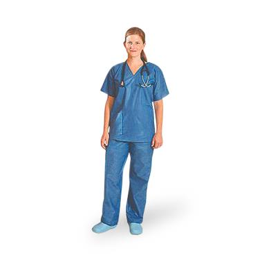 Essentials Disposable Elastic Waist Scrub Pants, Dark Blue, Size M - SC710M - 50 Each