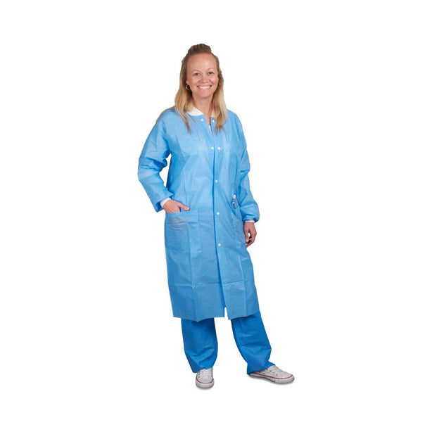 Asp Global Unisex Disposable Knee-Length Lab Coats DJASBK03 - 100.0 Each