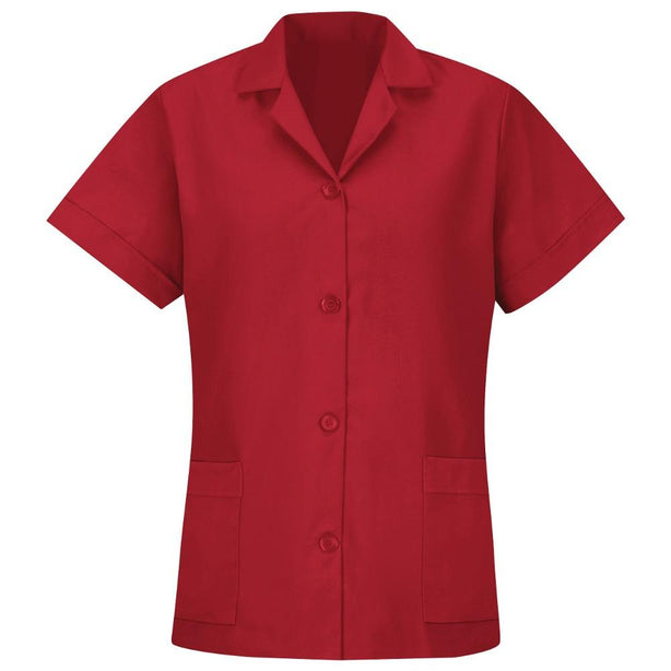 VF WORKWEAR-DIV/VF IMAGEWEAR (W) Women's Loose Fit Button Short Sleeve Smock, TP23, Red, Size L - TP23RDL - 1 Each