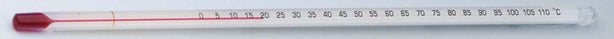 THERMCO Special Application Glass Spirit-Filled Thermometer for Block Heaters, Water Baths, 150 mm Immersion, 0° to 50° C - ACC647SSC - 1 Each