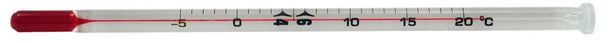 THERMCO Special Application Glass Spirit-Filled Thermometer for Blood Bank, Refrigerator, Total Immersion, -5° to 20° C, Safety Coat - ACC717SSC - 1 Each