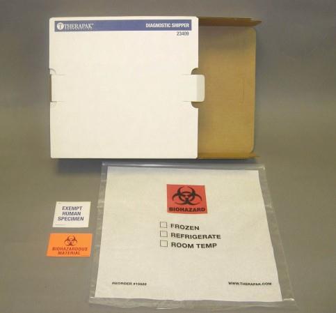 Exempt Human Specimen Ambient Transport System with Large Transport Box, 13" x 18" Biohazard Transport Bag and 12" x 12" Absorbent Sheet, Holds Up To Ten 6" x 9" Specimen Transport Bags, Animal - 56875 - 6 Each