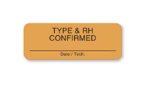 United Ad "Type and RH Confirmed - Date / Tech." Antigen Testing Label, Fluorescent Orange, 2" x 3/4" - BB229 - 1 Each