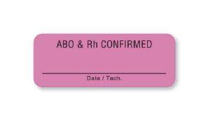 "ABO and RH Confirmed - Date/Tech" Antigen Testing Labels - BB230 - 1 Each - MDL-UALBB230