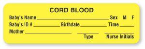 United Ad Label "Cord Blood" Labels - BB779 - 1 Each - MDL-UALBB779