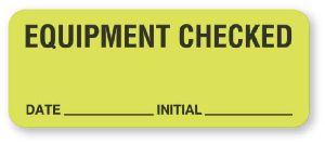 "Equipment Checked - Date/Initial" Labels - BE103 - 1 Each - MDL-UALBE103