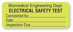 Biomed Department Electrical Safety Test Labels - BE269 - 1 Each - MDL-UALBE269