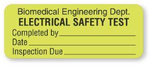 Biomed Department Electrical Safety Test Labels - BE269 - 1 Each - MDL-UALBE269