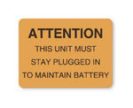 "Attention" Battery and Lamp Maintenance Labels - BE307 - 1 Each - MDL-UALBE307