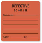 "Defective - Do Not Use" Equipment Repair and Maintenance Labels - BE437 - 1 Each - MDL-UALBE437