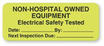 "Non-Hospital Owned Equipment" Electrical Equipment Safety Labels - BE701 - 420 Each - MDL-UALBE701