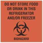 United Ad Label "Do Not Store Food or Drink" Biohazard Labels - BH068 - 10 Each - MDL-UALBH068