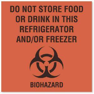 United Ad Label "Do Not Store Food or Drink" Biohazard Labels - BH068 - 10 Each - MDL-UALBH068