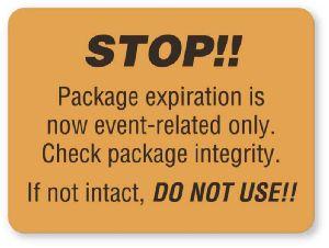"Stop-Package Expiration Is Event-Related" Sterility Labels - CS319 - 1 Each - MDL-UALCS319