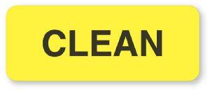 United Ad "Clean" Sterilization Label, Fluorescent Yellow, 2-1/4" x 7/8", 420 per Roll - CS716 - 1 Each