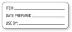 "Item/Date Prepared/Use By" Food Quality Control Labels - HD285 - 1 Each - MDL-UALHD285
