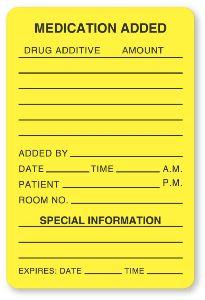 United Ad Label Company "Medication Added" Labels HH503 - 1.0 Roll