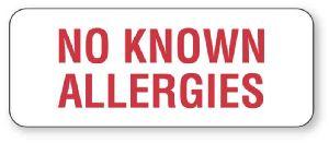 "No Known Allergies" Allergy Alert Labels - HN279 - 1 Each - MDL-UALHN279