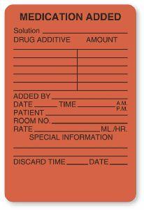 "Medication Added to IV" Labels - IV301 - 1 Each - MDL-UALIV301