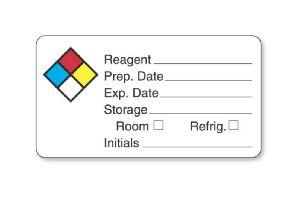 "Reagent Prep Date" Laboratory Reagent Labels - LH304 - 1 Each - MDL-UALLH304